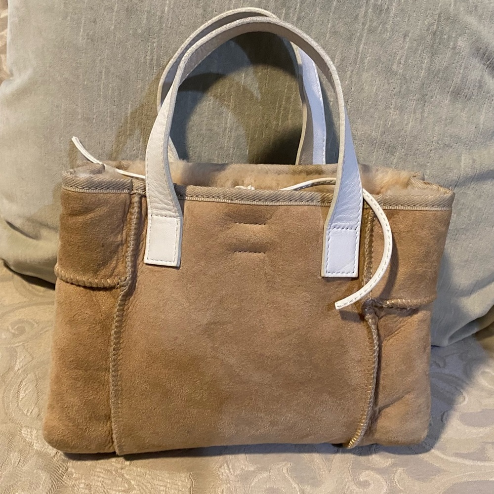 UGG Tan and Cream/White Women's Shearling-Sheepskin Mini Bag - Picture 13 of 16
